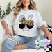 BUNNY WITH LEOPARD BOW - WHITE T-SHIRT-Country Gone Crazy-Country Gone Crazy