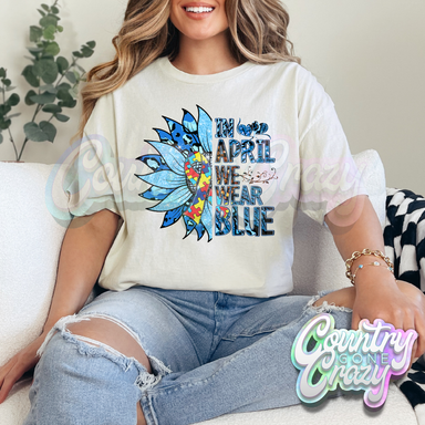IN APRIL WE WEAR BLUE - NATURAL T-SHIRT-Country Gone Crazy-Country Gone Crazy