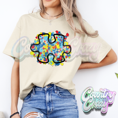 AUTISM PAINT SPLATTER - SAND T-SHIRT-Country Gone Crazy-Country Gone Crazy