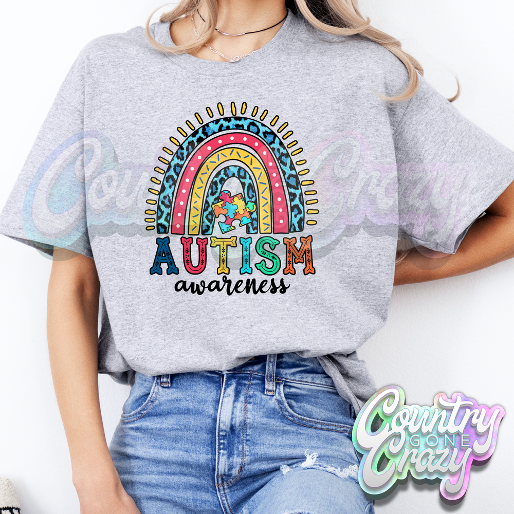 AUTISM AWARENESS RAINBOW - SPORT GREY T-SHIRT-Country Gone Crazy-Country Gone Crazy