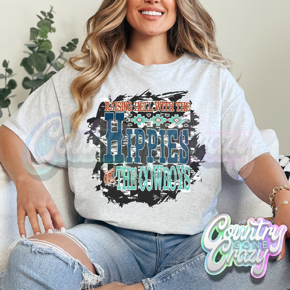 RAISING HELL WITH THE HIPPIES // ASH T-SHIRT-Country Gone Crazy-Country Gone Crazy