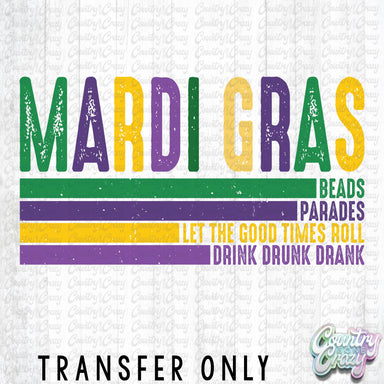 HT3119 • MARDI GRAS DISTRESSED-Country Gone Crazy-Country Gone Crazy