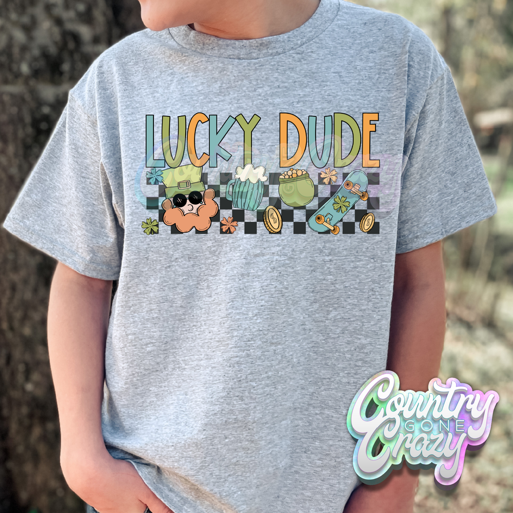 LUCKY DUDE - SPORT GREY T-SHIRT-Country Gone Crazy-Country Gone Crazy