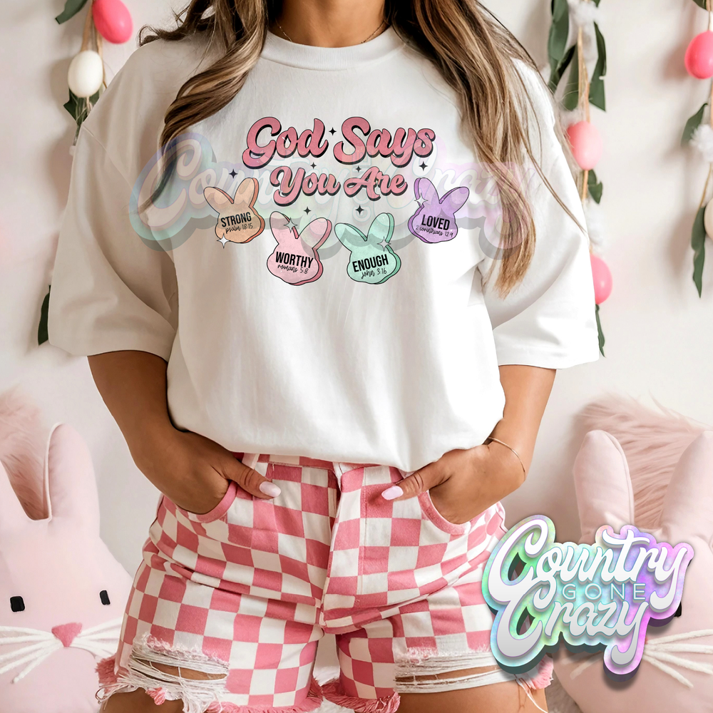 GOD SAYS I AM PEEPS - WHITE T-SHIRT-Country Gone Crazy-Country Gone Crazy
