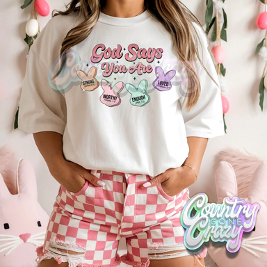 GOD SAYS I AM PEEPS - WHITE T-SHIRT-Country Gone Crazy-Country Gone Crazy