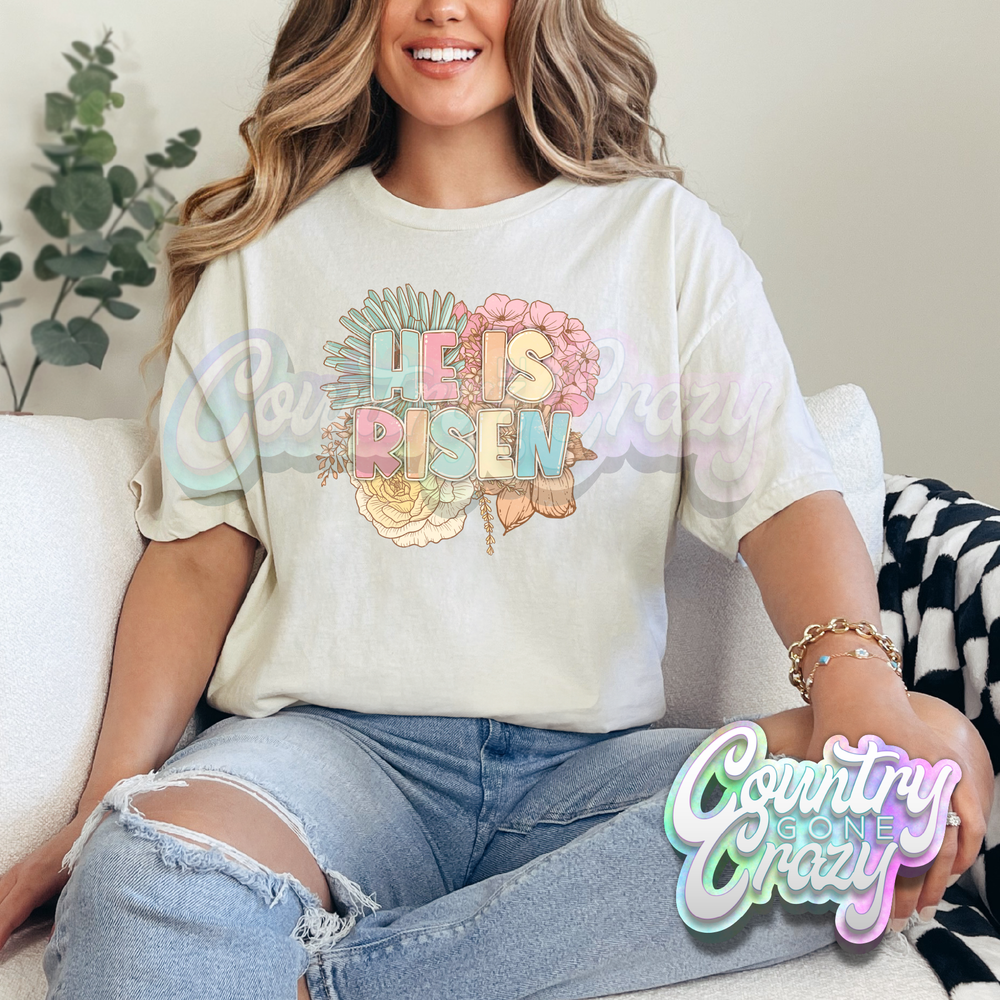HE IS RISEN - NATURAL T-SHIRT-Country Gone Crazy-Country Gone Crazy