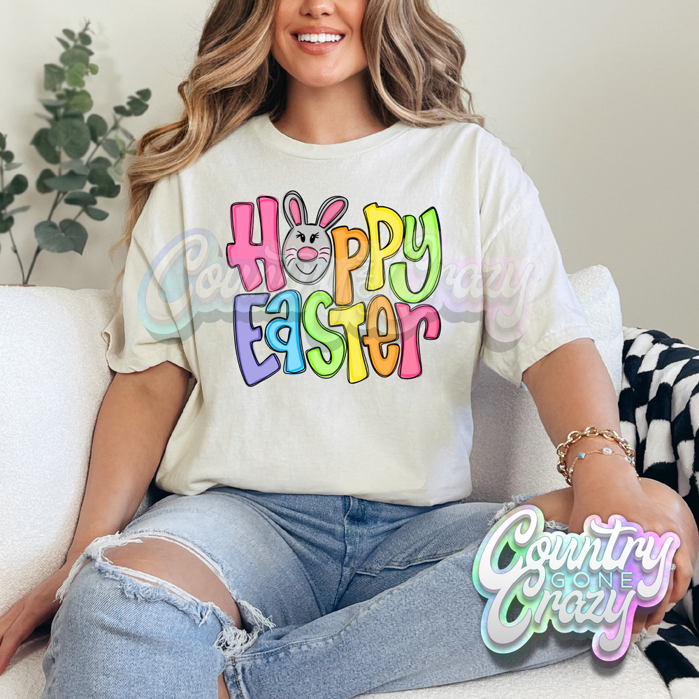 HAPPY EASTER BUNNY - NATURAL T-SHIRT-Country Gone Crazy-Country Gone Crazy