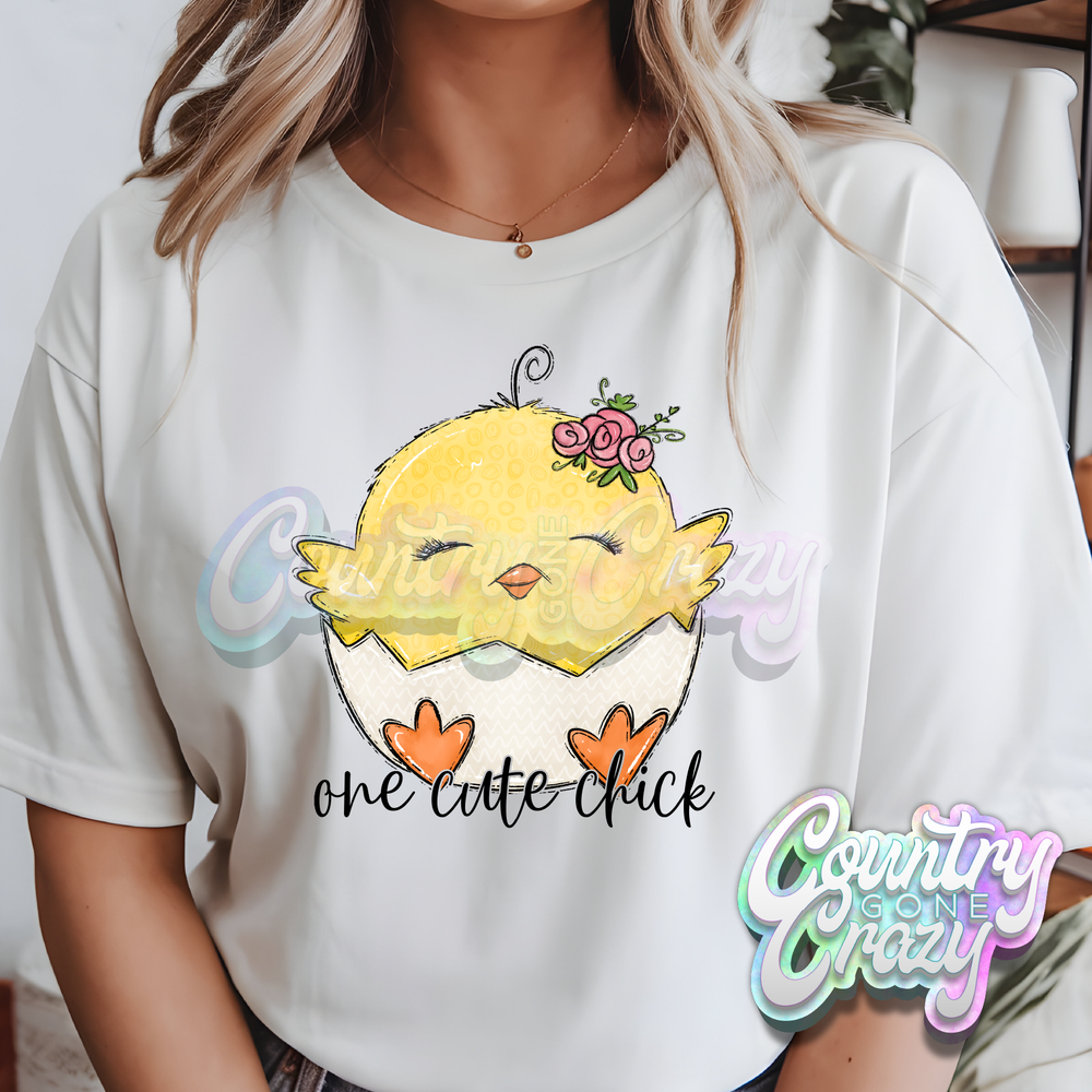 ONE CUTE CHICK - WHITE T-SHIRT-Country Gone Crazy-Country Gone Crazy