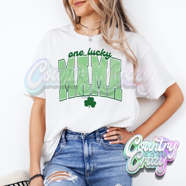 ONE LUCKY MAMA - WHITE T-SHIRT-Country Gone Crazy-Country Gone Crazy