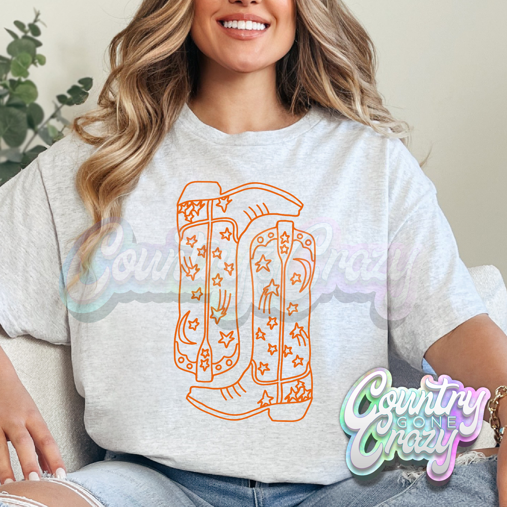 ORANGE BOOTS // ASH T-SHIRT-Country Gone Crazy-Country Gone Crazy