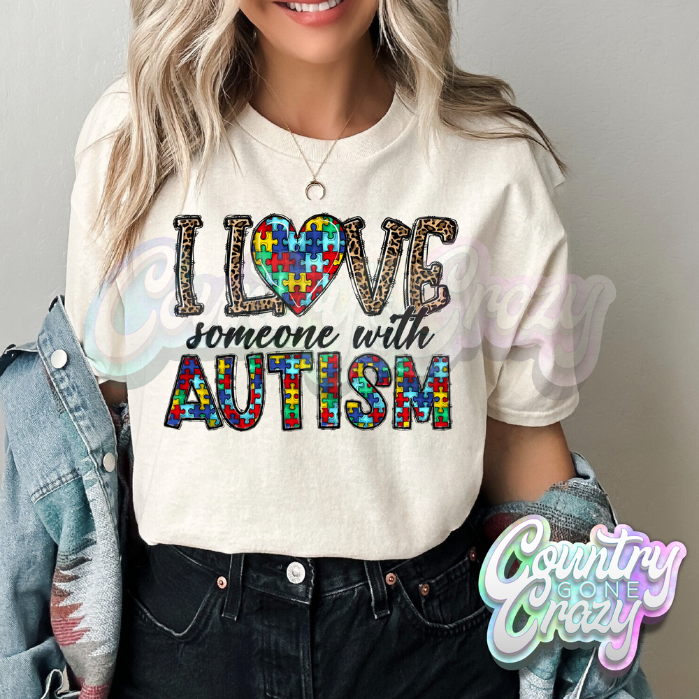 I LOVE SOMEONE WITH AUTISM - NATURAL T-Shirt-Country Gone Crazy-Country Gone Crazy