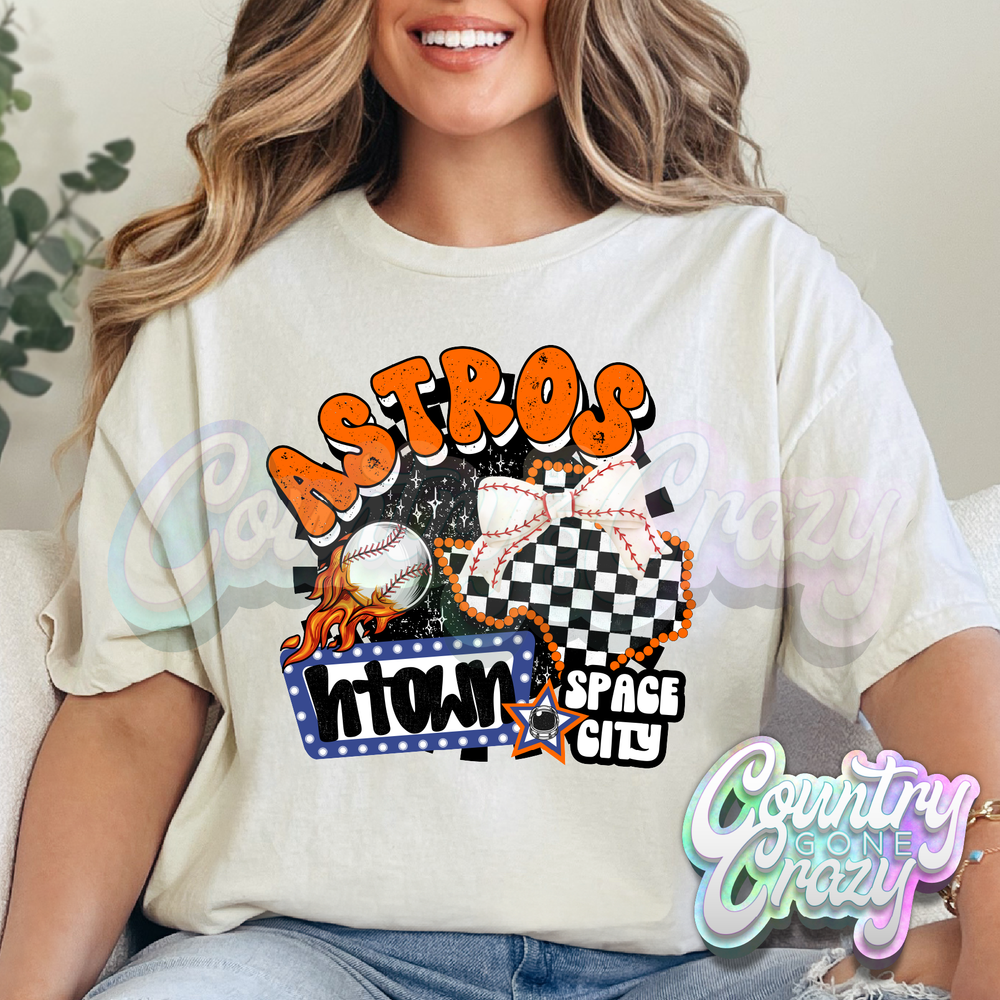 SPACE CITY CHECKY - NATURAL T-Shirt-Country Gone Crazy-Country Gone Crazy