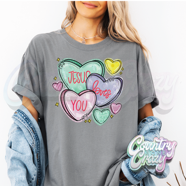 JESUS LOVES YOU - CHARCOAL T-SHIRT-Country Gone Crazy-Country Gone Crazy