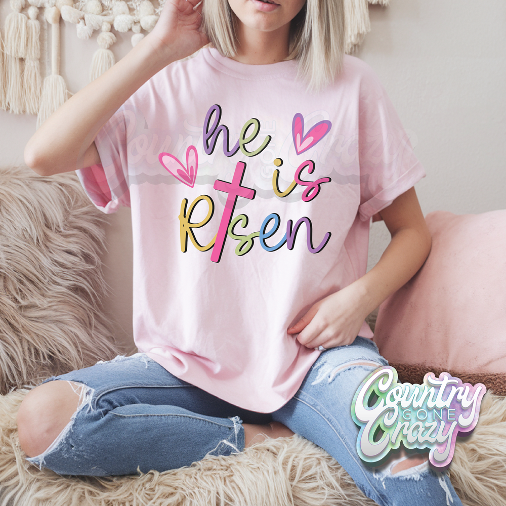 HE IS RISEN - LIGHT PINK T-SHIRT-Country Gone Crazy-Country Gone Crazy