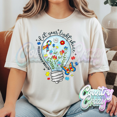 LET YOUR LIGHT SHINE - NATURAL T-SHIRT-Country Gone Crazy-Country Gone Crazy