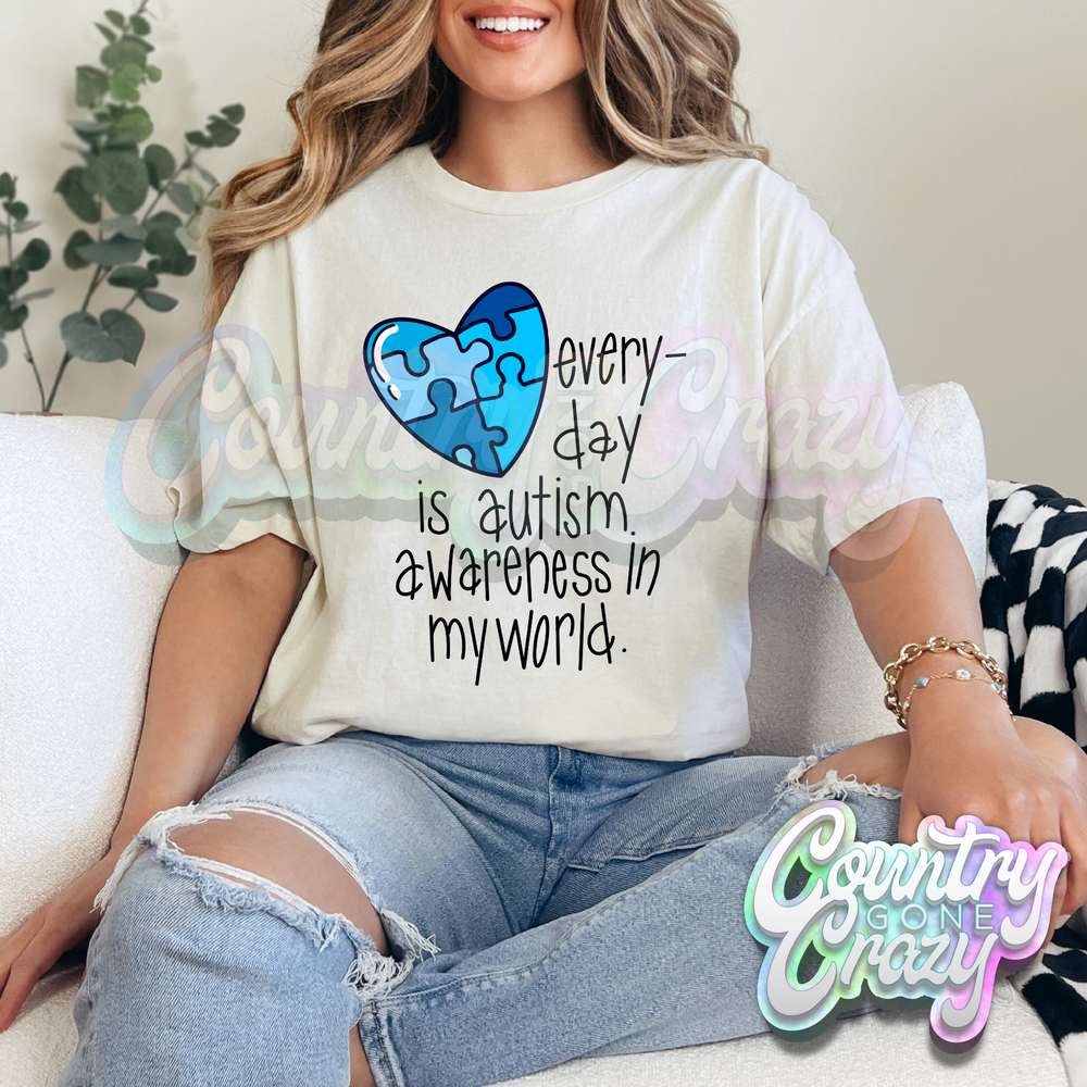 EVERYDAY IS AUTISM AWARENESS - NATURAL T-SHIRT-Country Gone Crazy-Country Gone Crazy