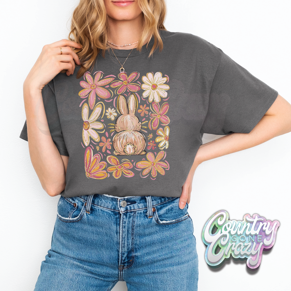 RETRO BUNNY - CHARCOAL T-SHIRT-Country Gone Crazy-Country Gone Crazy