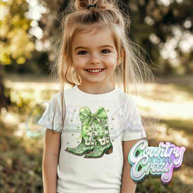 LUCKY BOOTS WITH CLOVERS - ASH T-SHIRT-Country Gone Crazy-Country Gone Crazy