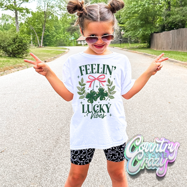 FEELING LUCKY VIBES - WHITE T-SHIRT-Country Gone Crazy-Country Gone Crazy