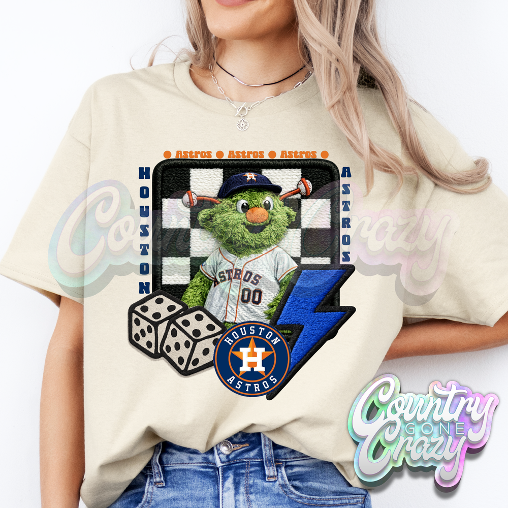 FAUX YARN ORBIT WITH ORANGE LETTERS - SAND T-Shirt-Country Gone Crazy-Country Gone Crazy