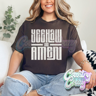 YEEHAW AND AMEN // CHOCOLATE BROWN T-SHIRT-Country Gone Crazy-Country Gone Crazy