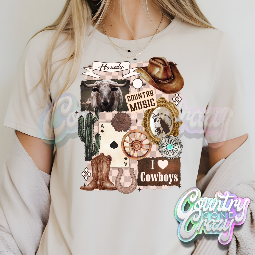 WESTERN COLLAGE // NATURAL T-SHIRT-Country Gone Crazy-Country Gone Crazy