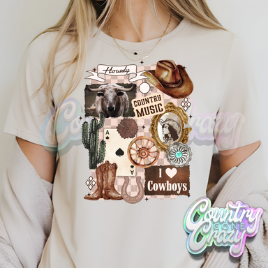 WESTERN COLLAGE // NATURAL T-SHIRT-Country Gone Crazy-Country Gone Crazy