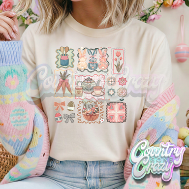VINTAGE EASTER COLLAGE // NATURAL T-SHIRT-Country Gone Crazy-Country Gone Crazy