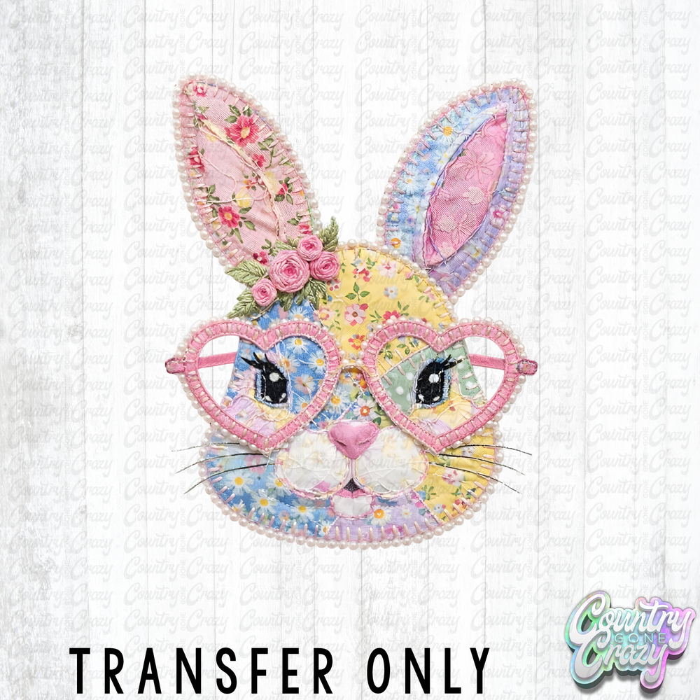 HT5233 • PATCHWORK BUNNY WITH GLASSES-Country Gone Crazy-Country Gone Crazy