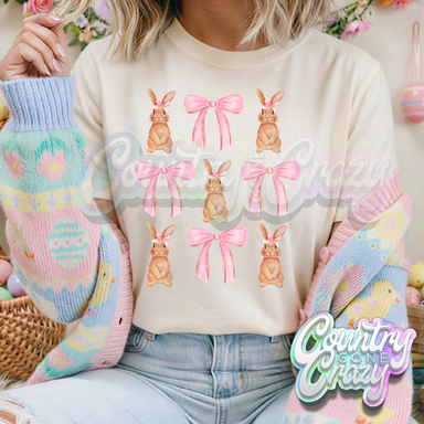 BUNNY AND BOW COUQUETTE // NATURAL T-SHIRT-Country Gone Crazy-Country Gone Crazy