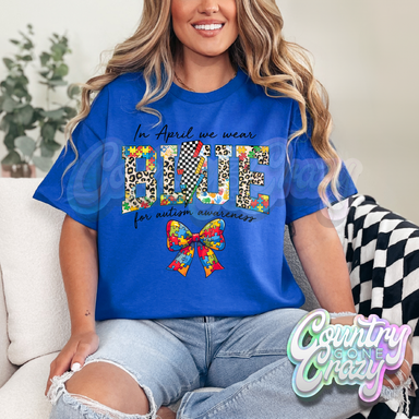 IN APRIL WE WEAR BLUE - ROYAL BLUE T-SHIRT-Country Gone Crazy-Country Gone Crazy