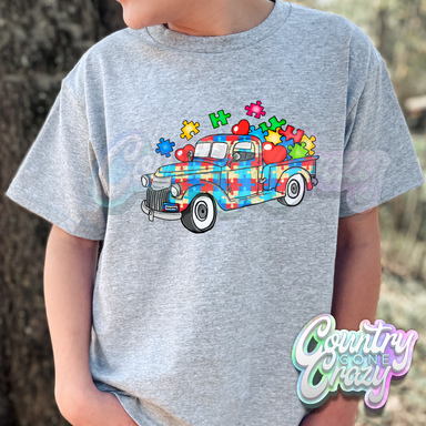 AUTISM TRUCK - SPORT GREY T-SHIRT-Country Gone Crazy-Country Gone Crazy
