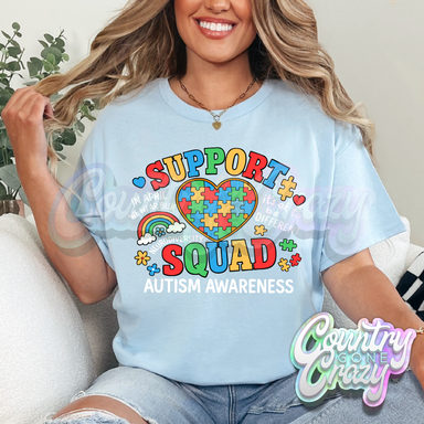 SUPPORT SQUAD IN WHITE - LIGHT BLUE T-SHIRT-Country Gone Crazy-Country Gone Crazy
