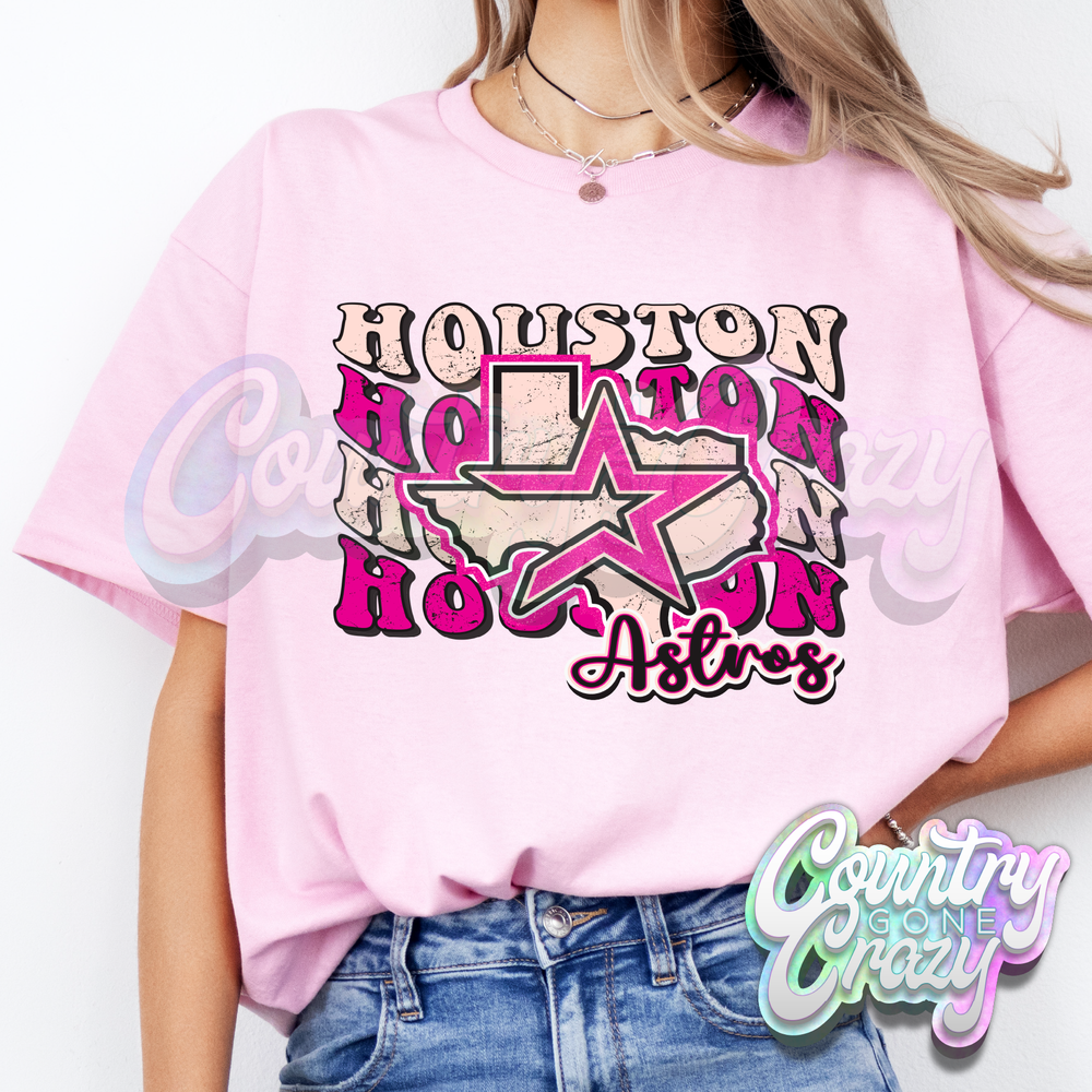 HOUSTON ASTROS RETRO PINK - LIGHT PINK T-Shirt-Country Gone Crazy-Country Gone Crazy