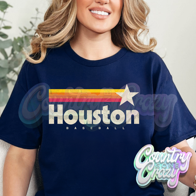 HOUSTON BASEBALL FADED - NAVY T-Shirt-Country Gone Crazy-Country Gone Crazy