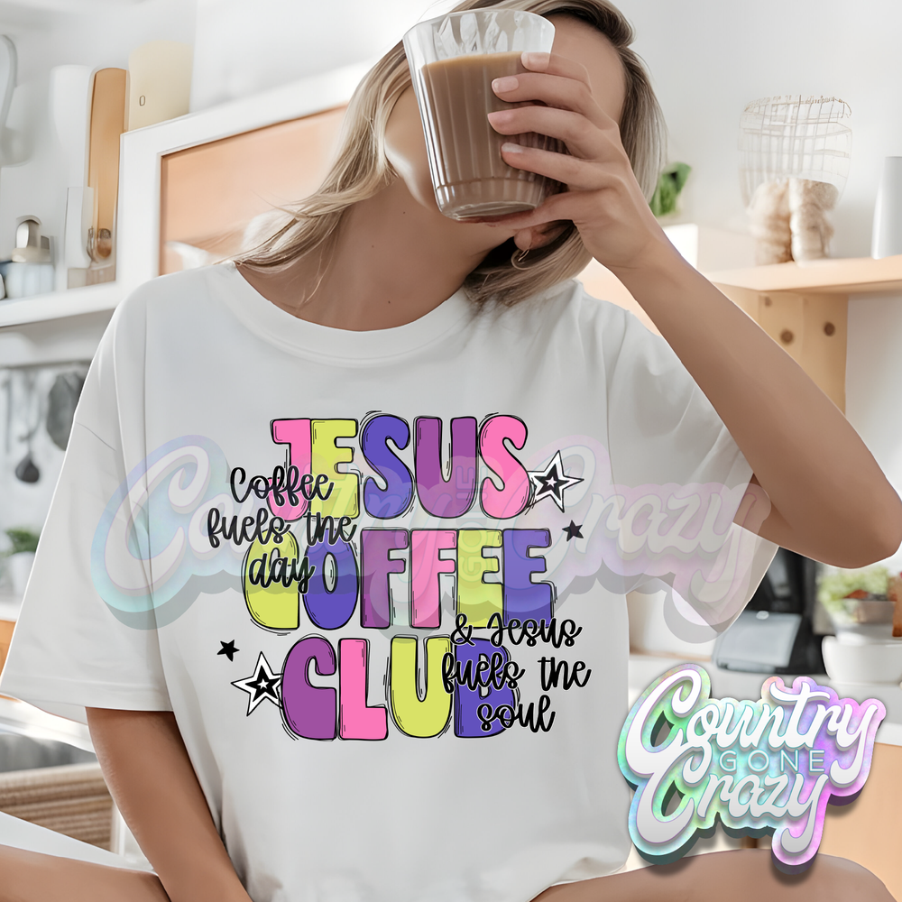JESUS COFFEE CLUB - WHITE T-SHIRT-Country Gone Crazy-Country Gone Crazy