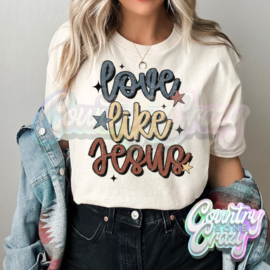 LOVE LIKE JESUS - NATURAL T-SHIRT-Country Gone Crazy-Country Gone Crazy