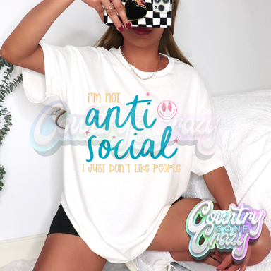 I'M NOT ANTISOCIAL - WHITE T-SHIRT-Country Gone Crazy-Country Gone Crazy