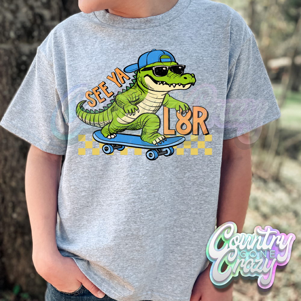 SEE YA L8R ALLIGATOR - SPORT GREY T-SHIRT-Country Gone Crazy-Country Gone Crazy