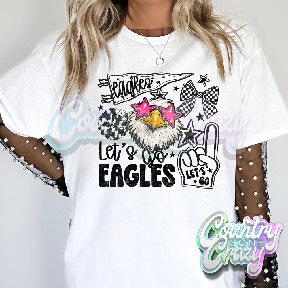 LET'S GO EAGLES - WHITE T-SHIRT-Country Gone Crazy-Country Gone Crazy
