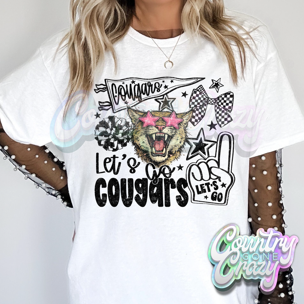 LET'S GO COUGARS - WHITE T-SHIRT-Country Gone Crazy-Country Gone Crazy