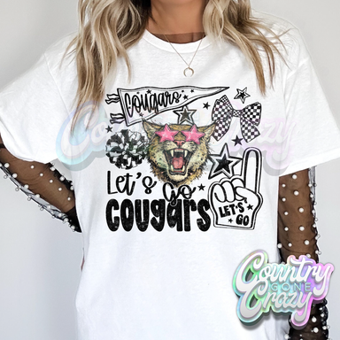 LET'S GO COUGARS - WHITE T-SHIRT-Country Gone Crazy-Country Gone Crazy
