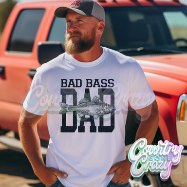 BAD BASS DAD - WHITE T-SHIRT-Country Gone Crazy-Country Gone Crazy