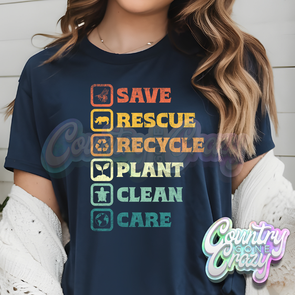 EARTH DAY LIST - NAVY T-Shirt-Country Gone Crazy-Country Gone Crazy