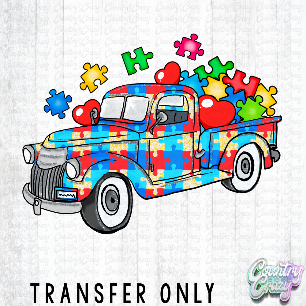 HT5254 • AUTISM TRUCK-Country Gone Crazy-Country Gone Crazy