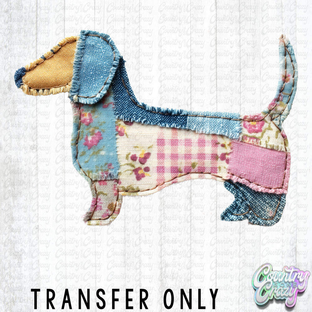 HT5413 • DACHSHUND PATCH WORK-Country Gone Crazy-Country Gone Crazy