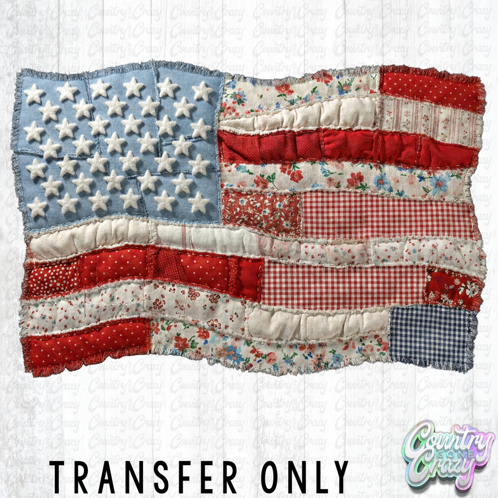 HT5419 • AMERICAN FLAG PATCH WORK-Country Gone Crazy-Country Gone Crazy