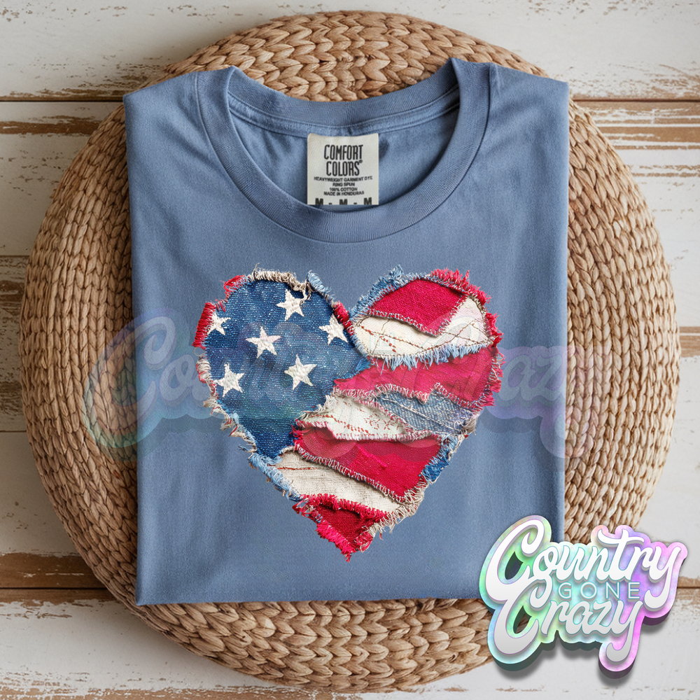 USA HEART PATCH WORK-Country Gone Crazy-Country Gone Crazy