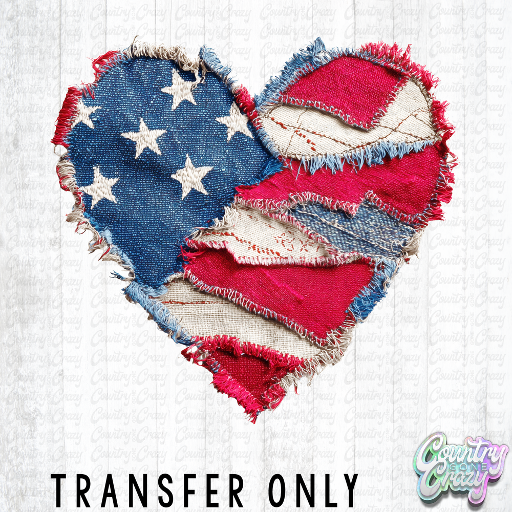HT5425 • USA HEART PATCH WORK-Country Gone Crazy-Country Gone Crazy