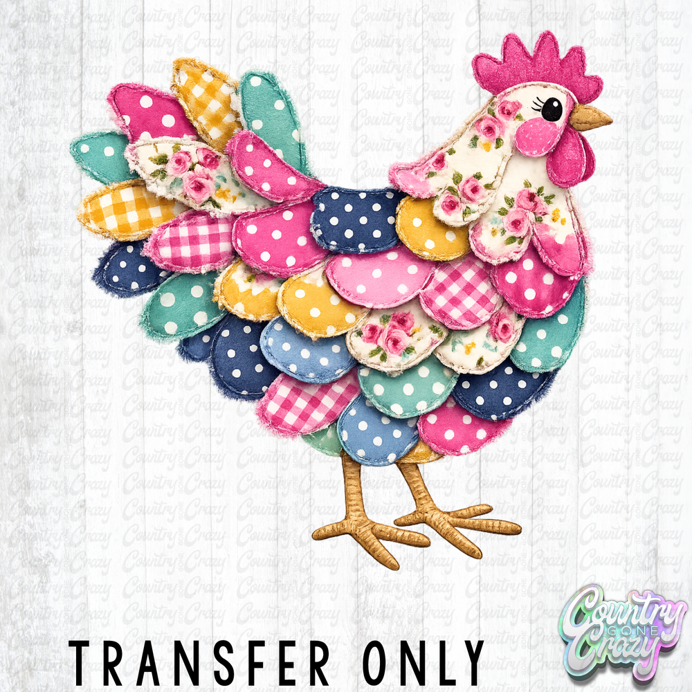 HT5430 • PATCH WORK ROOSTER-Country Gone Crazy-Country Gone Crazy